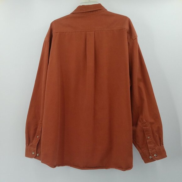 Vintage Carhartt Button Down Shirt Men's 2XL Rust Brown Long Sleeve Heavyweight - Picture 5 of 9
